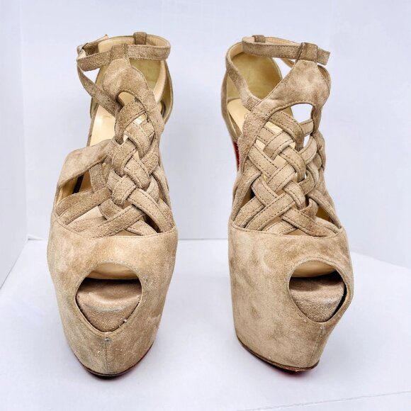 Christian Louboutin Suede Leather Carlotta Ultra High 160mm Platform Heels 35 - Picture 5 of 16